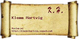 Klemm Hartvig névjegykártya